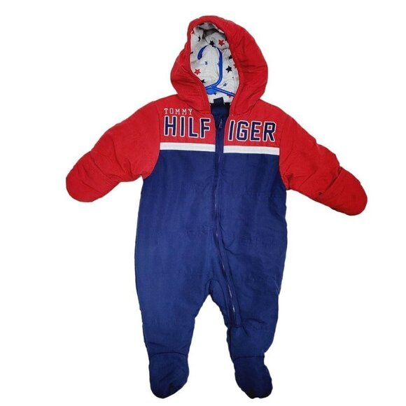 Tommy Hilfiger Infant Snowsuit Sz 0-3 Months  Spellout Winter Wear Cold Weather - Picture 1 of 9
